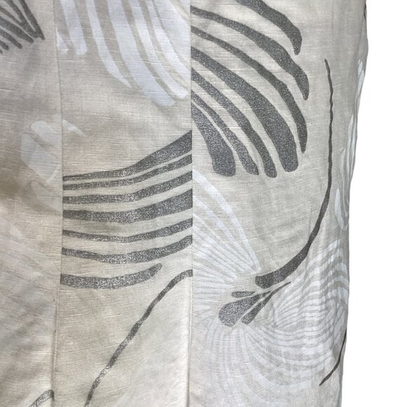 New York & Co Linen Rayon Full Swing Skirt Sz 10 Beige White Silver 176M - Picture 6 of 8